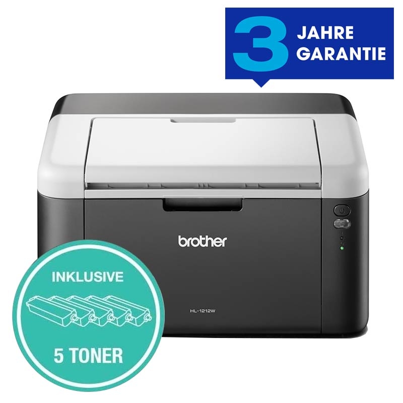 Brother HL-1212WVB Laserdrucker Bundle inkl 5 Toner