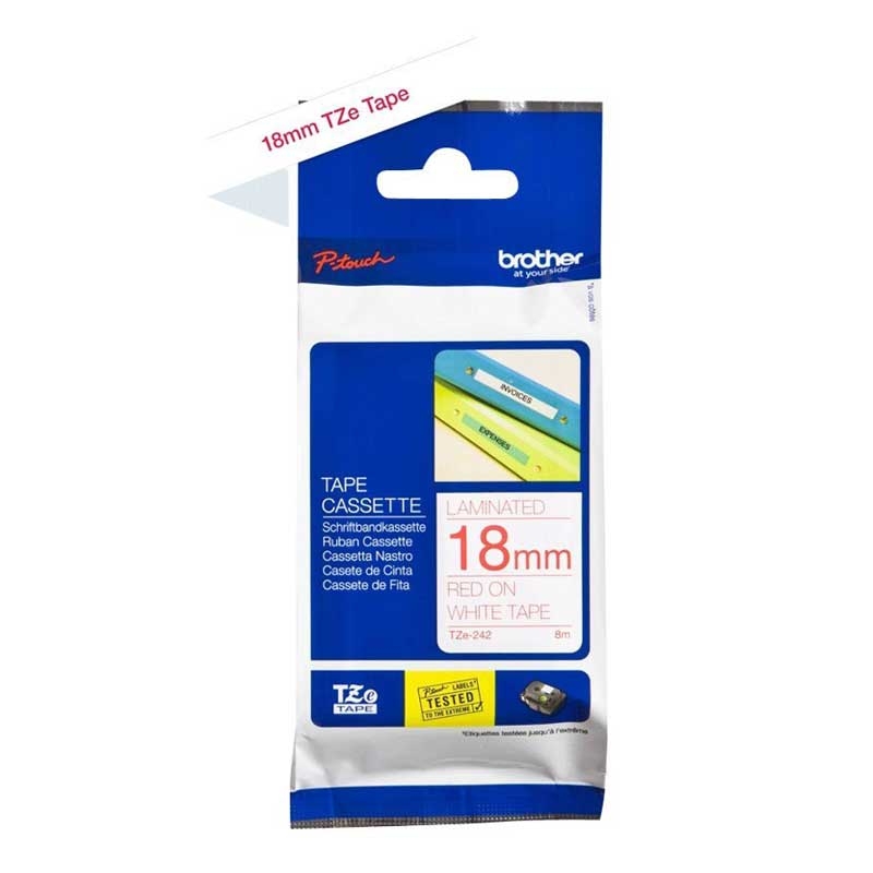 Brother TZE-242 P-Touch rot auf weiss 18mm