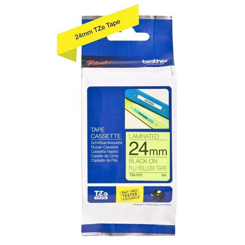 Brother TZE-C51 P-Touch schwarz auf neon gelb 24mm
