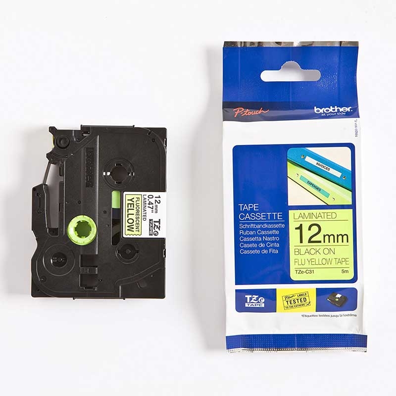 Brother TZEC31 P-Touch schwarz auf neon gelb 12mm