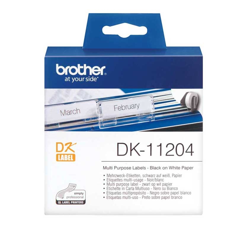 Brother DK11204 Einzeletiketten 17 x 54 mm, 400 Stück weiß