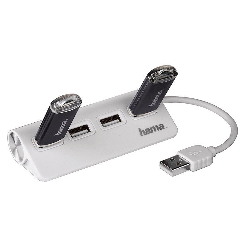 Hama USB-2.0-Hub 1:4, bus-powered, Weiß