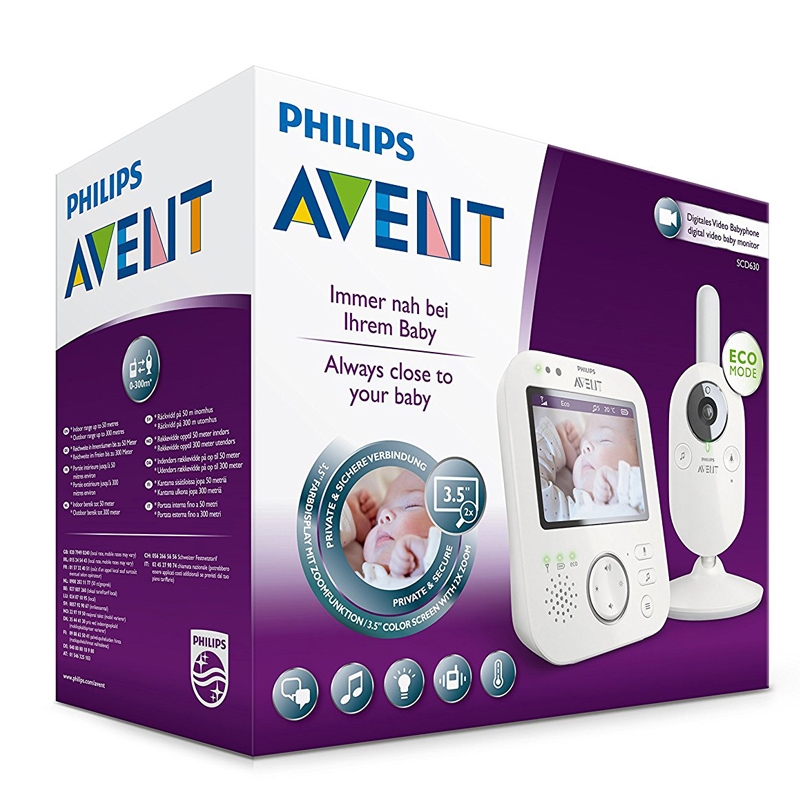 Philips Avent SCD630/26 Video-Babyphone mit 3,5 Zoll Farbdisplay