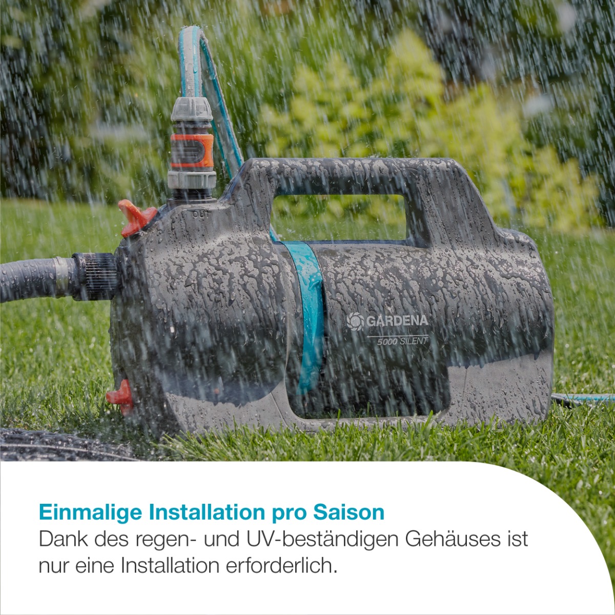 GARDENA 09082-20 Gartenpumpe 5000 Silent Saugschlauch-Set