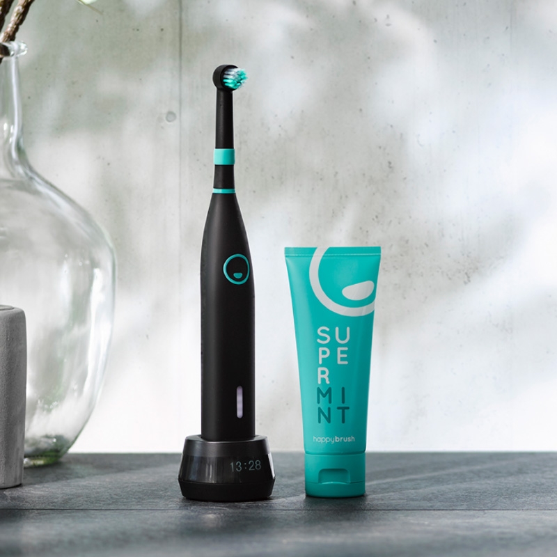 happybrush Rotierende Zahnbürste Starter Kit schwarz