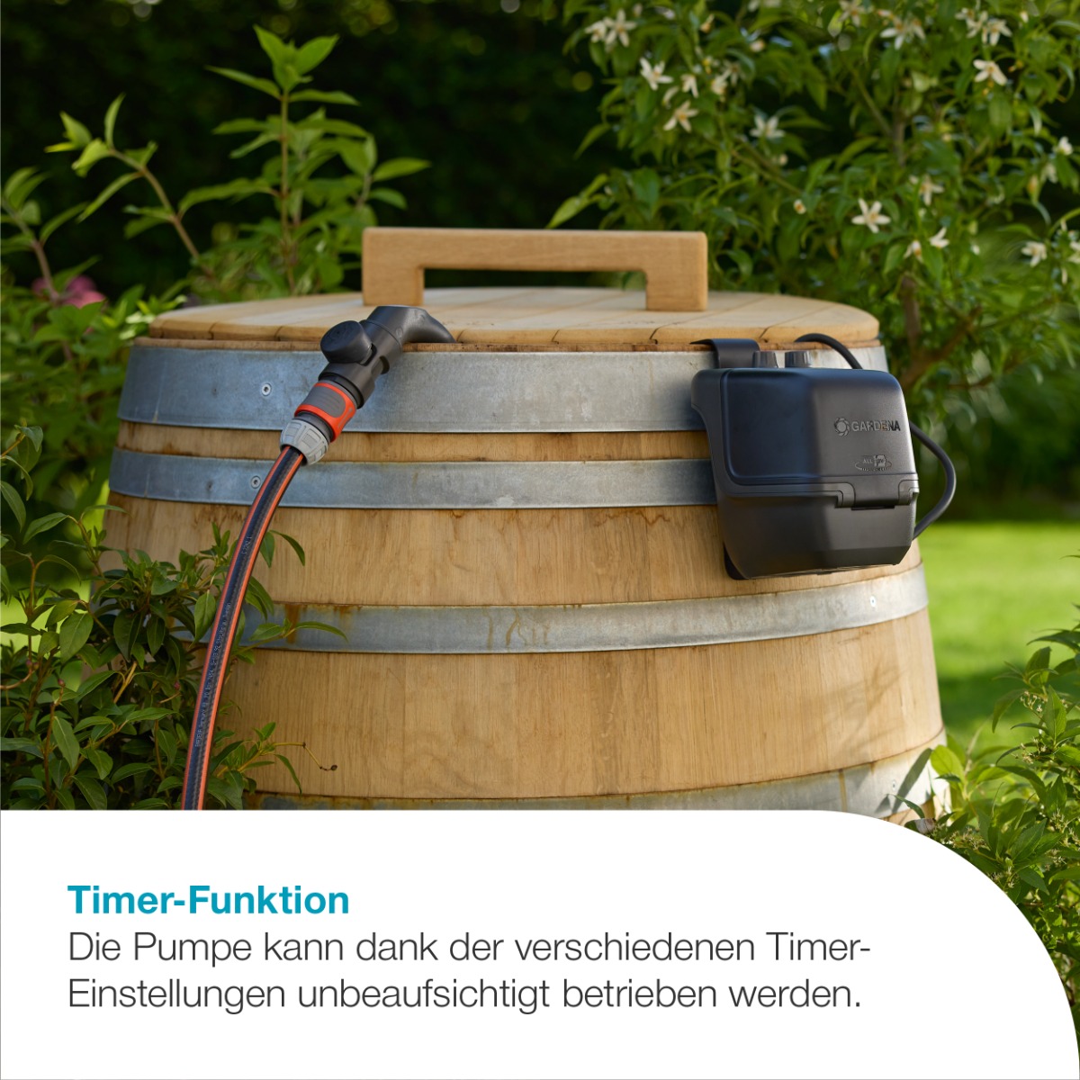 GARDENA 14604-20 Akku-Regenfasspumpe 2600 Comfort 18V P4A Ready-To-Use Set