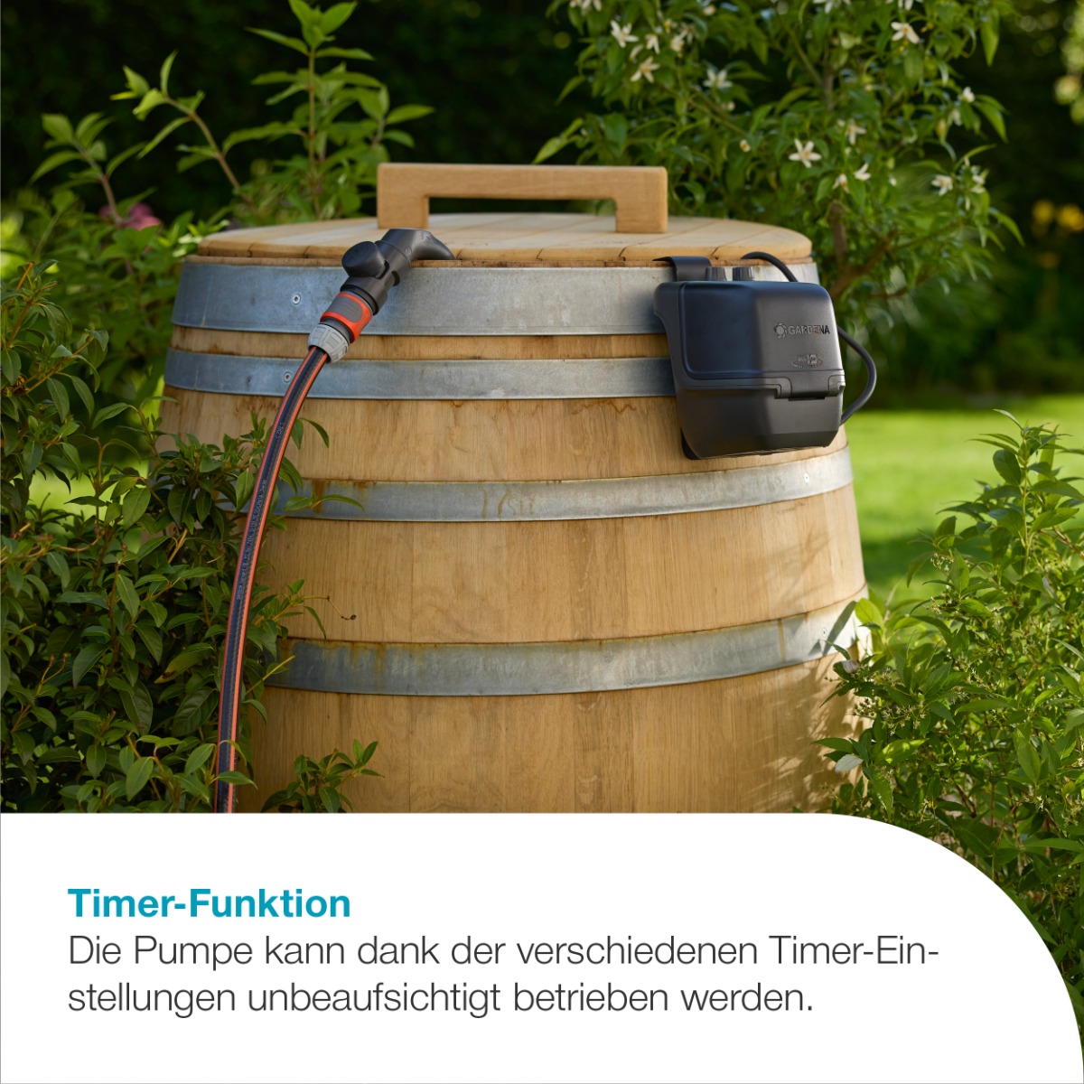 GARDENA 14605-20 Akku-Regenfasspumpe 2400 ComfortAutomatic 18V P4A Ready-To-Use Set