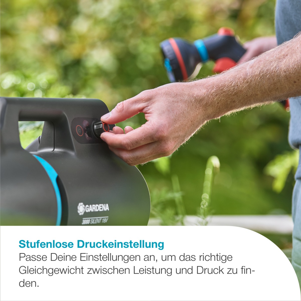 GARDENA 14610-20 Akku-Gartenpumpe 3000 Silent 18V P4A Ready-To-Use Set