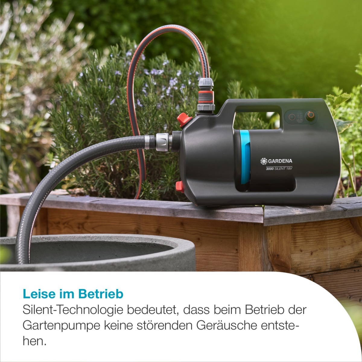 GARDENA 14610-20 Akku-Gartenpumpe 3000 Silent 18V P4A Ready-To-Use Set