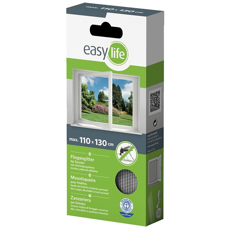 easy life Fliegengitter Insektenschutzgitter für Fenster 110 x 130 cm Weiss