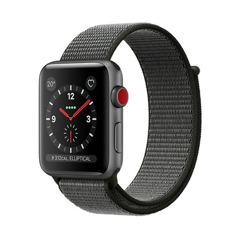 Apple Watch Series 3 GPS + LTE 42mm Space Grau Alu Sport Loop Dunkeloliv