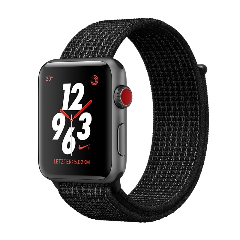Apple Watch Nike+ GPS + LTE 42mm Space Grau Alu Nike Sport Loop Schwarz/Pure Platinum