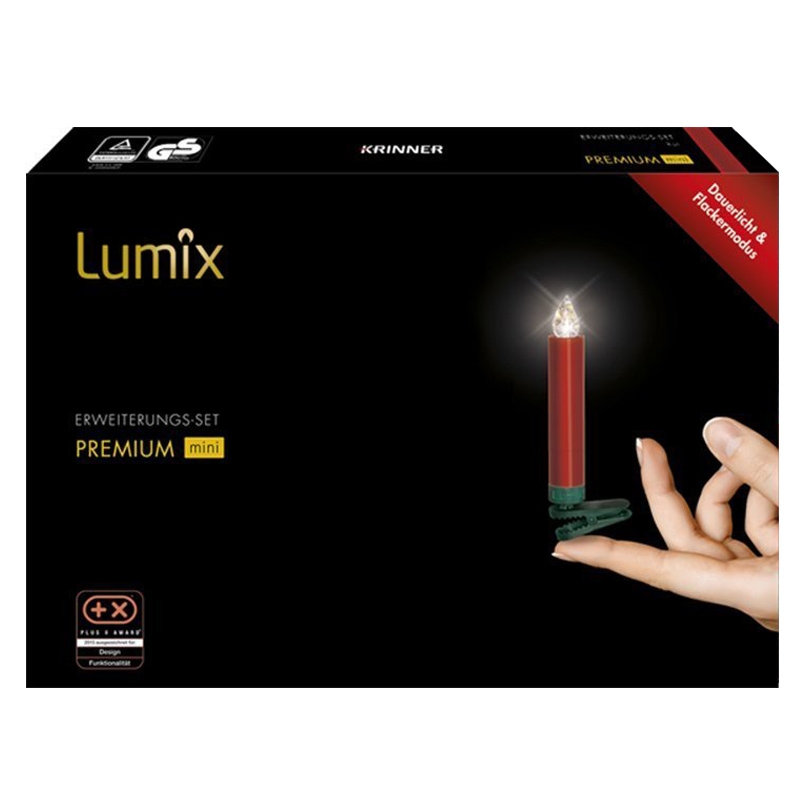 Krinner Lumix Premium mini 6er Erweiterungs-Set kabellose Christbaumkerzen rot