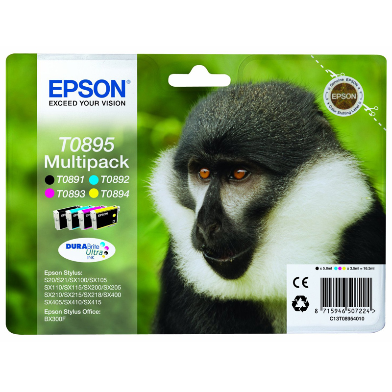 Epson T0895 Multipack Tinte - Schwarz, Gelb, Cyan, Magenta