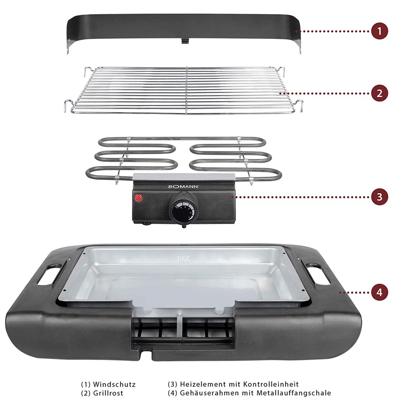 Bomann BQ 2243 CB Barbecue-Tischgrill schwarz