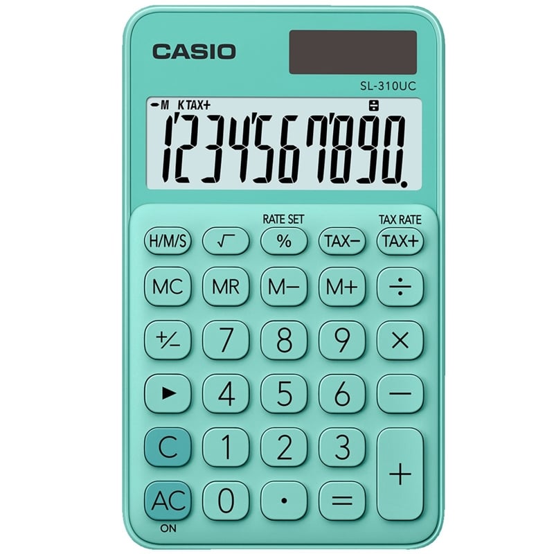 Casio SL-310UC-GN Einfacher Taschenrechner Batterie/Solar - grün