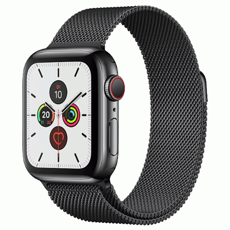 Apple Watch Series 5 GPS + LTE 40mm Edelstahl schwarzes Milainese Armband Space schwarz