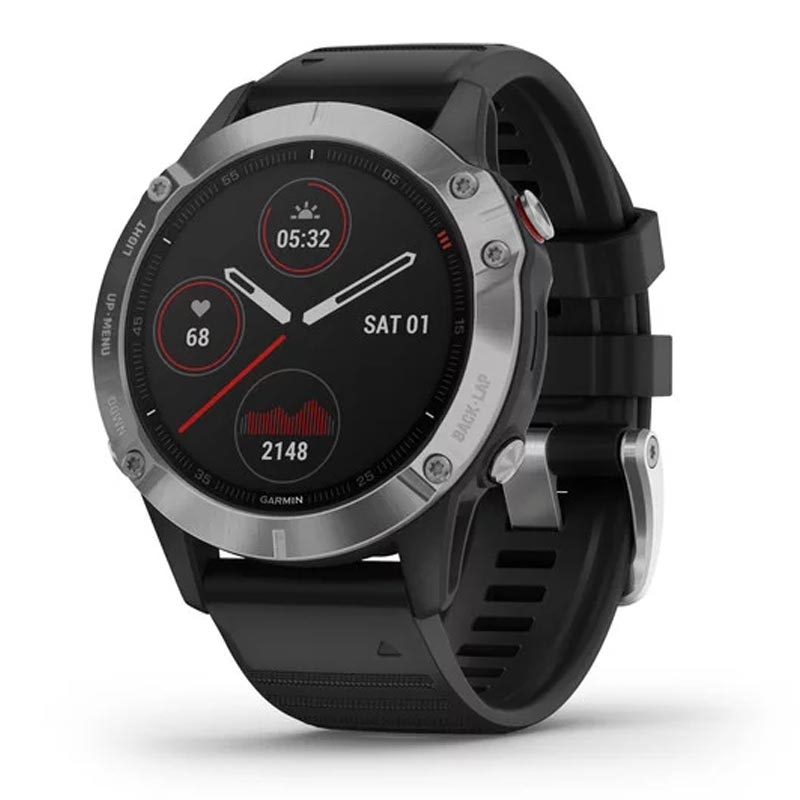 Garmin fenix 6 silber mit schwarzem Armband 47mm