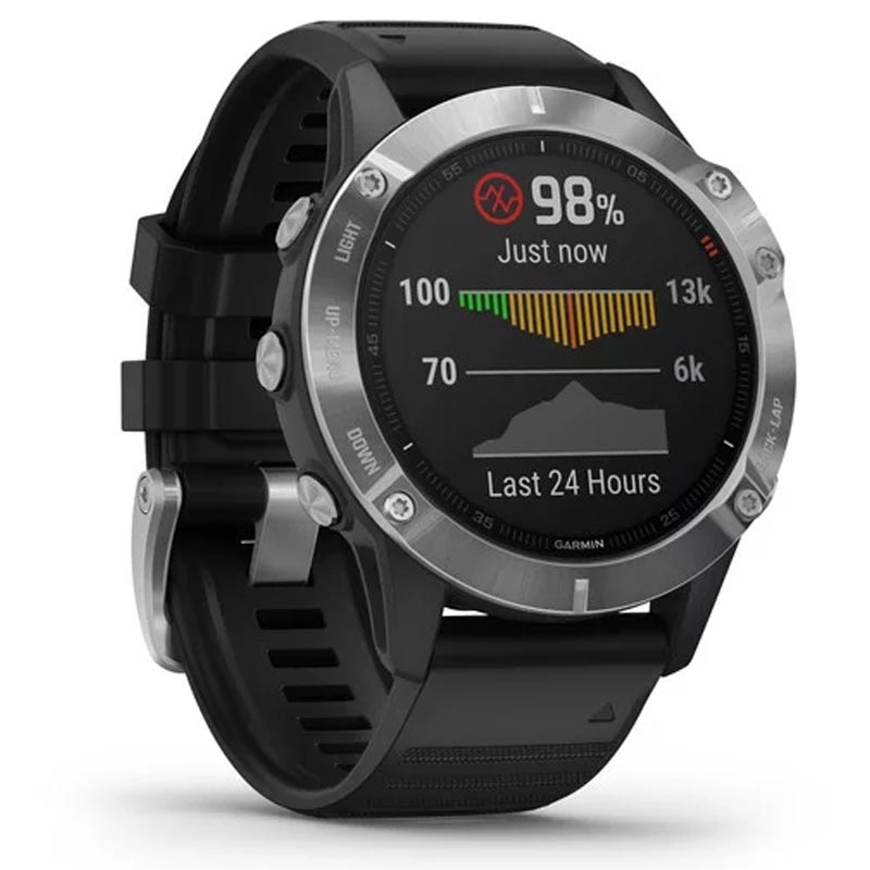 Garmin fenix 6 silber mit schwarzem Armband 47mm