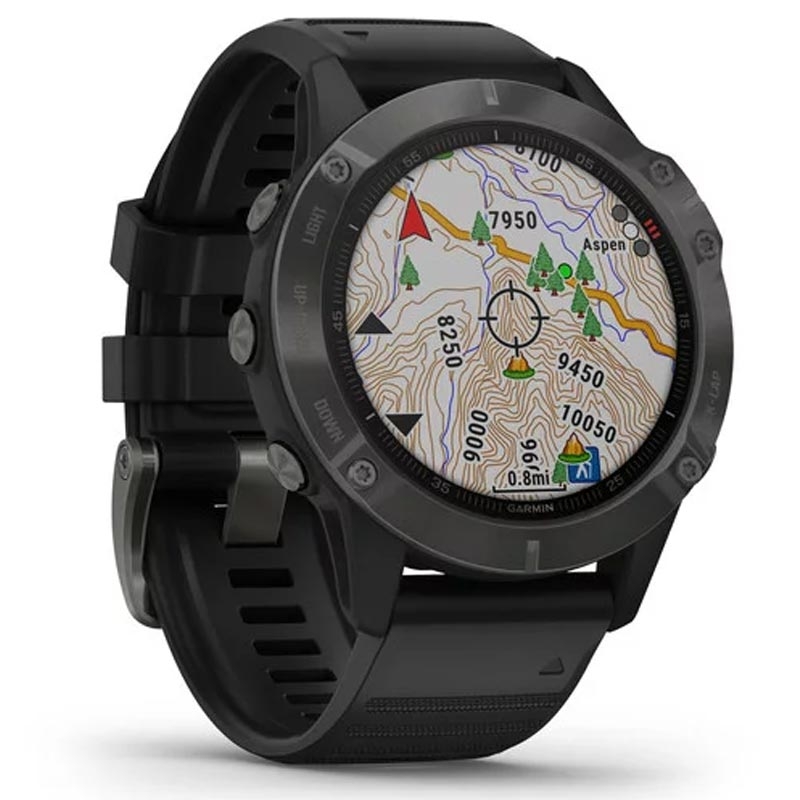 Garmin fenix 6 Sapphire grau mit schwarzem Armband 47mm
