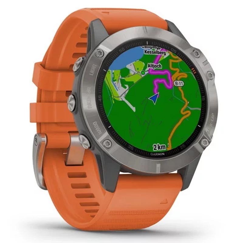 Garmin fenix 6 Sapphire grau mit orangem Armband 47mm