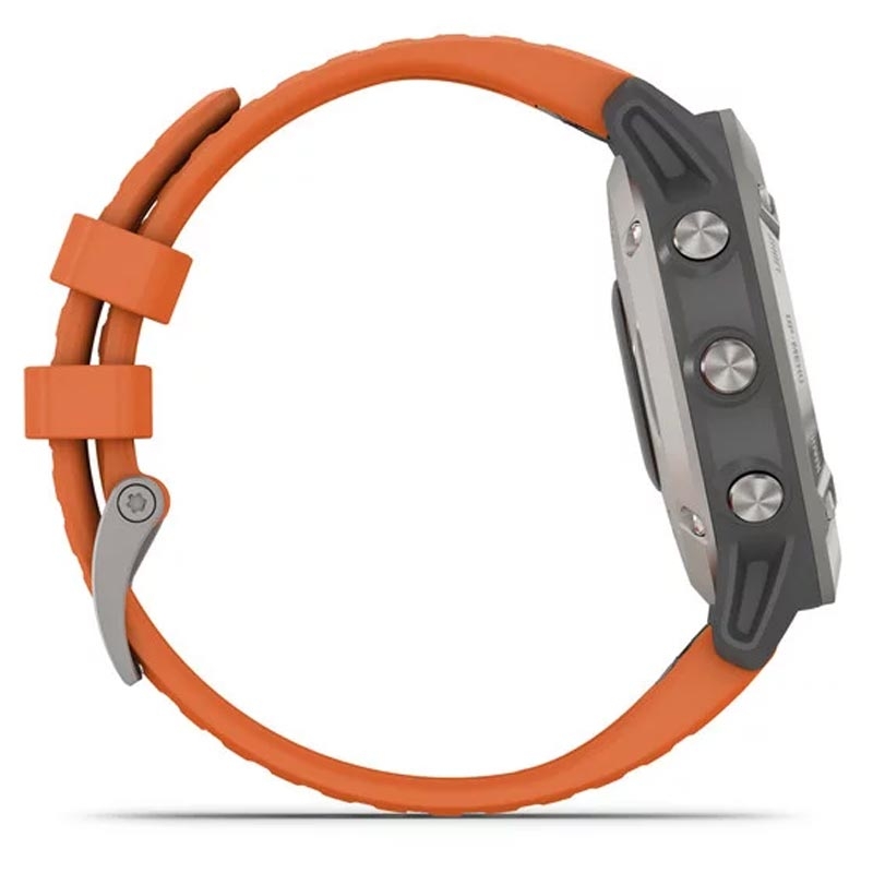 Garmin fenix 6 Sapphire grau mit orangem Armband 47mm
