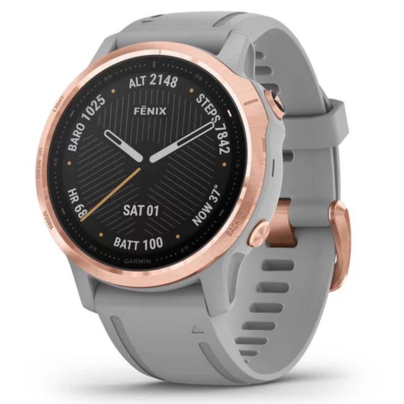 Garmin fenix 6S Sapphire rosegold mit grauem Armband 42mm