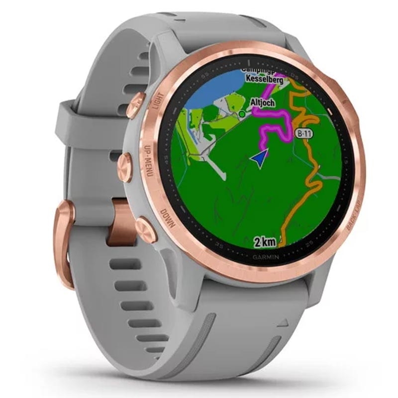 Garmin fenix 6S Sapphire rosegold mit grauem Armband 42mm