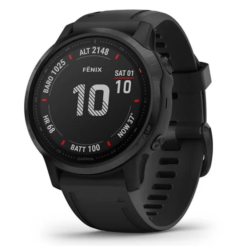 Garmin fenix 6S Pro schwarz mit schwarzem Armband 42mm