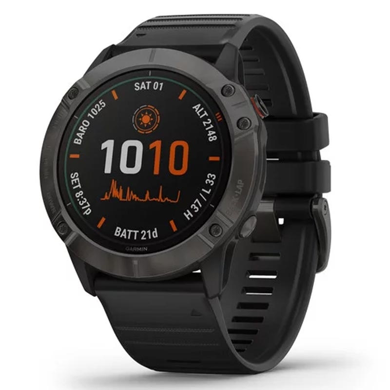 Garmin fenix 6X Pro Solar grau mit schwarzem Armband 51mm