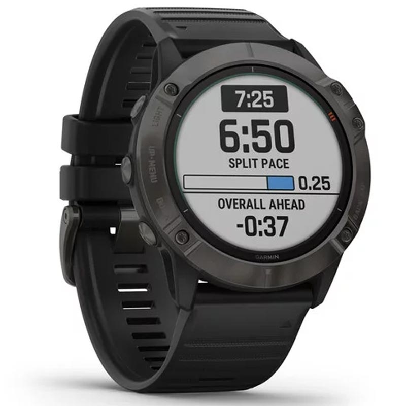 Garmin fenix 6X Pro Solar grau mit schwarzem Armband 51mm