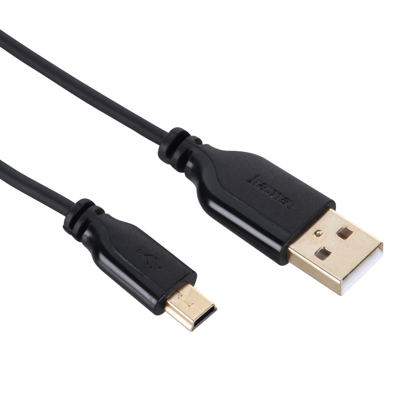 Hama USB-2.0-Anschlusskabel, A-Stecker - Mini-B-St. (B5 Pin), 0,75 m, Schwarz