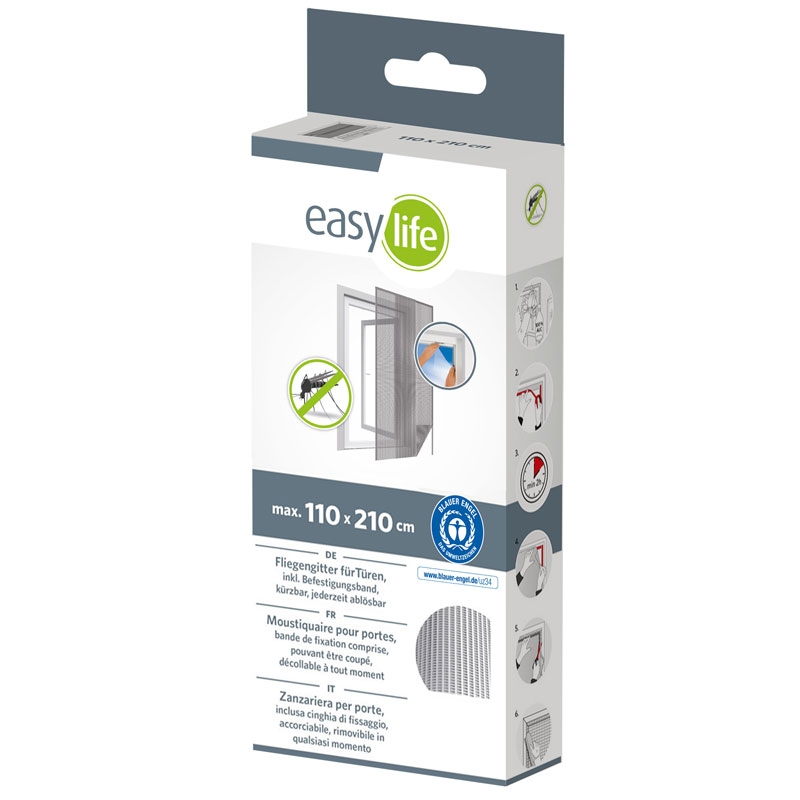 easy life Insektenschutz-A-Gitter-Tür 110 x 210 cm weiß mit Klettband Verpackung