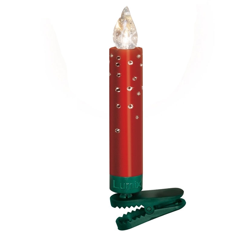 Krinner Lumix SuperLight Crystal 14er Basis-Set Kabellose Christbaumkerzen Rot