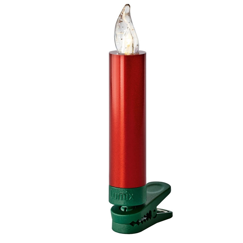 Krinner Lumix SuperLight Metallic 6er Erweiterungs-Set Kabellose Christbaumkerzen Rot