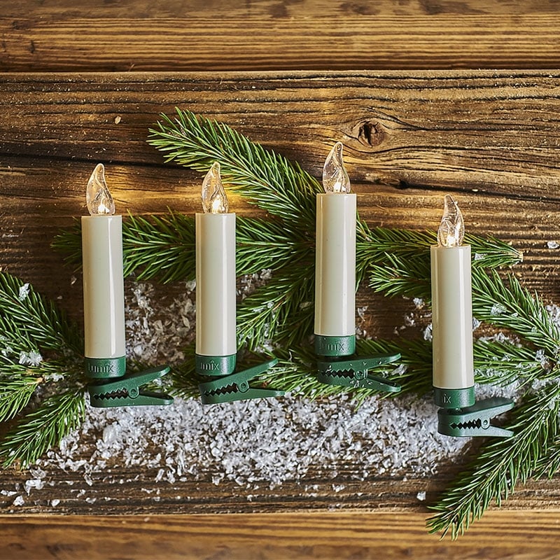 Krinner Lumix SuperLight 10er Basis-Set Kabellose Christbaumkerzen Elfenbein