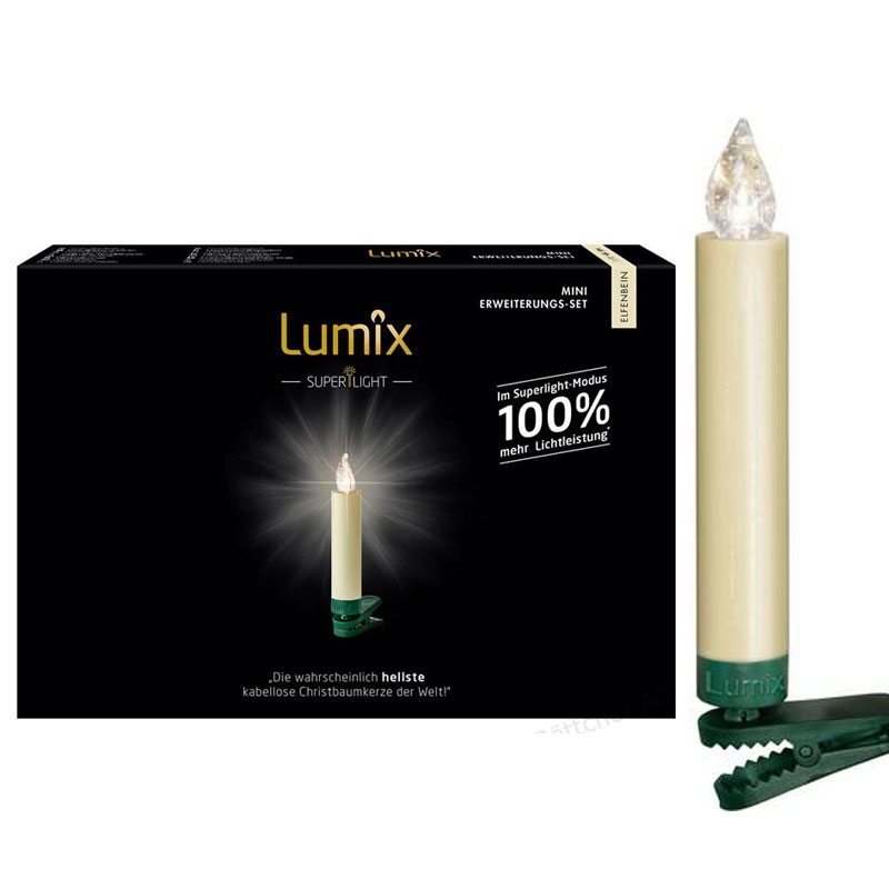 Krinner Lumix SuperLight Mini 6er Erweiterungs-Set Kabellose Christbaumkerzen Elfenbein