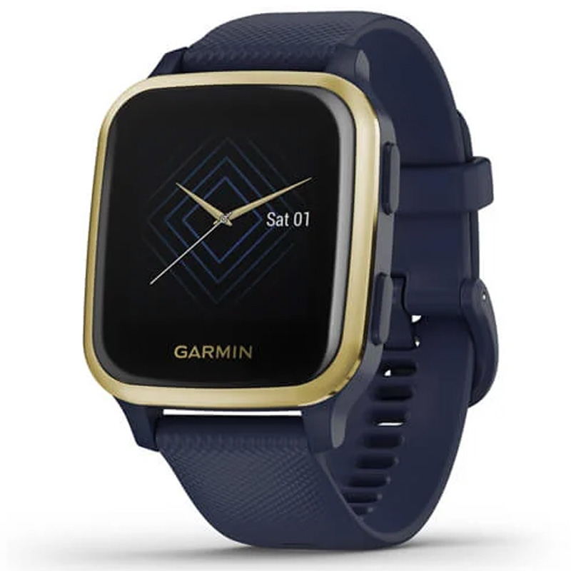 Garmin Venu SQ Music GPS-Fitness-Smartwatch dunkelblau/weißgold