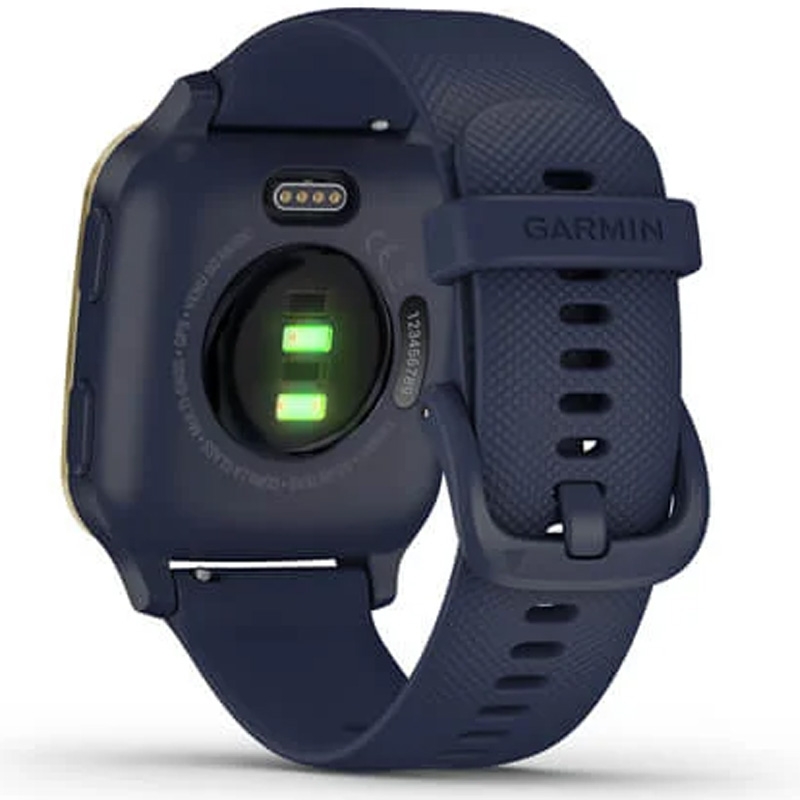 Garmin Venu SQ Music GPS-Fitness-Smartwatch dunkelblau/weißgold