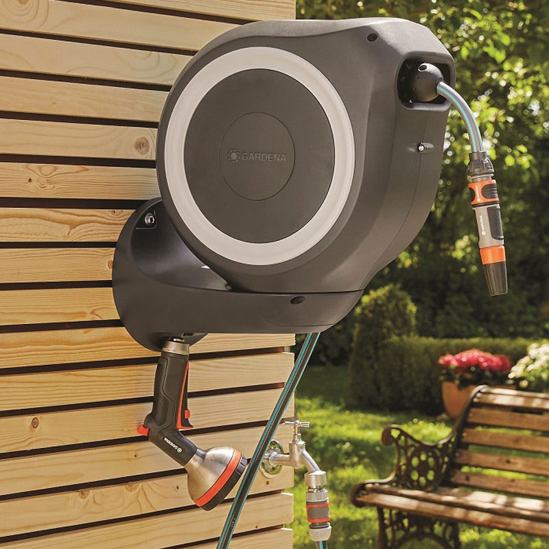 GARDENA 18612-20 Wand-Schlauchbox RollUp M (weiß) 20 m