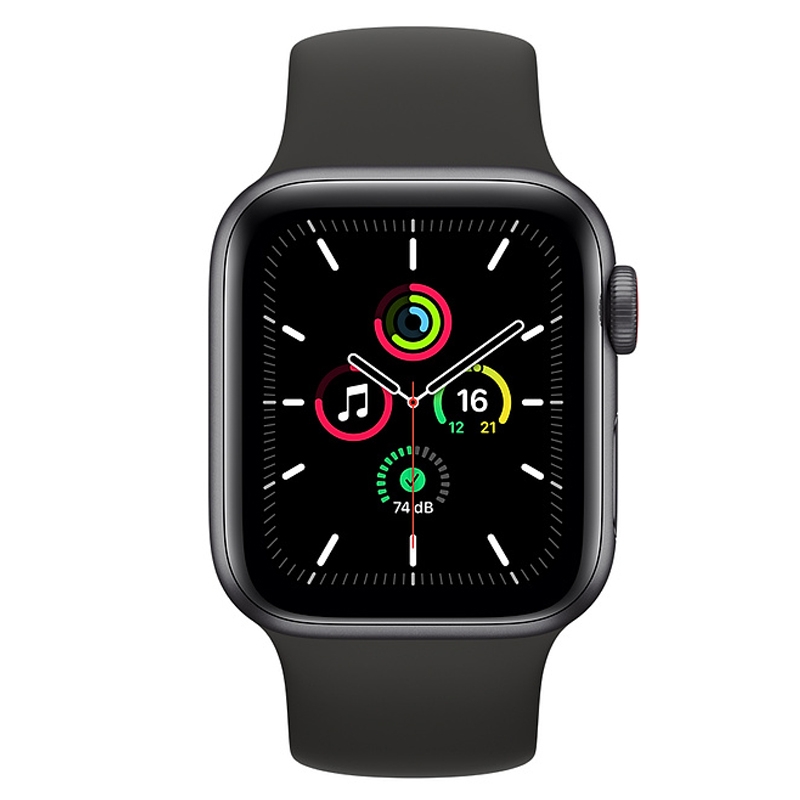 Apple Watch SE LTE Space Grau 44mm Sportarmband Schwarz