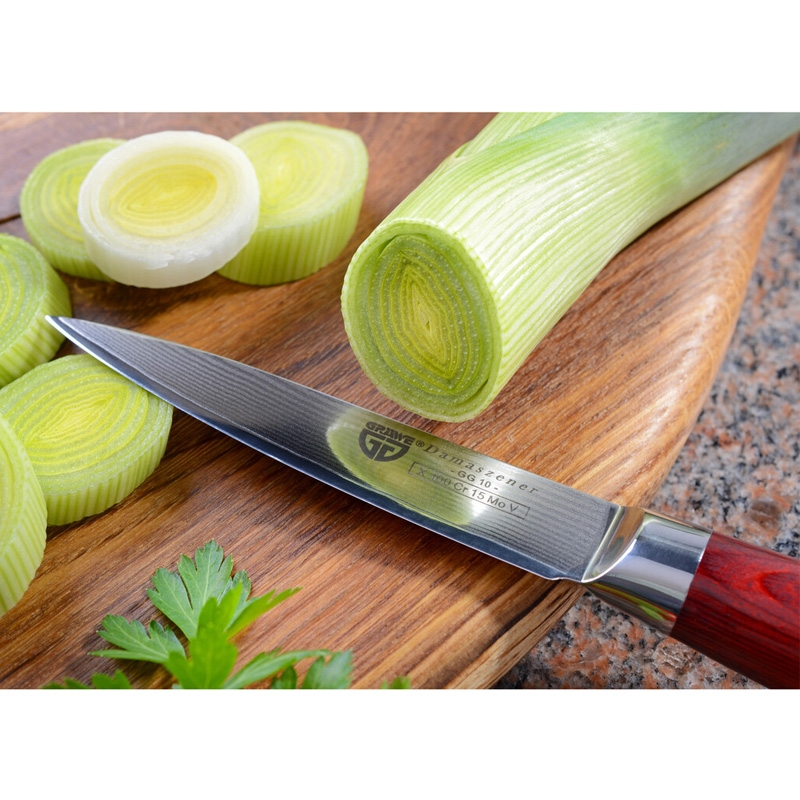Gräwe Damaszener Gemüsemesser Küchenmesser mit Hartholzgriff