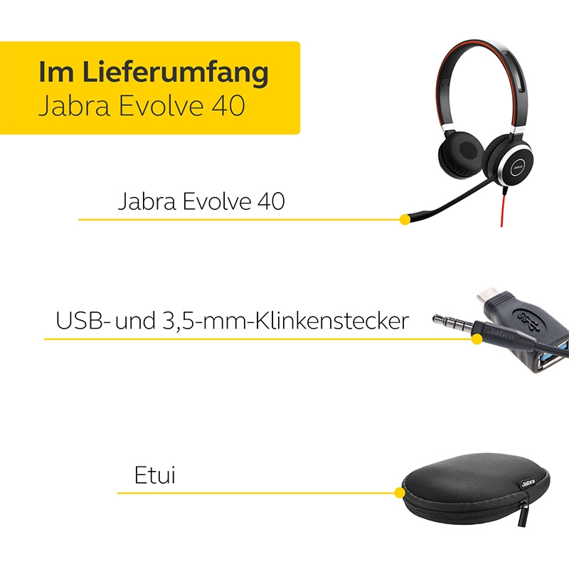 Jabra Evolve 40 UC Stereo Headset black