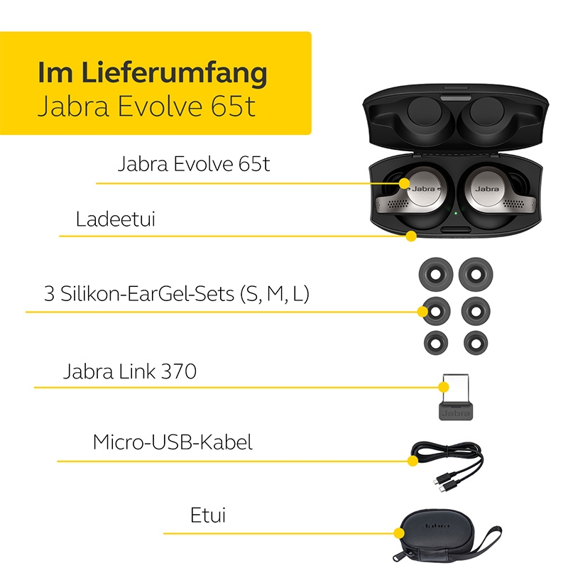 Jabra Evolve 65t True Wireless Stereo In-Ear Headset black