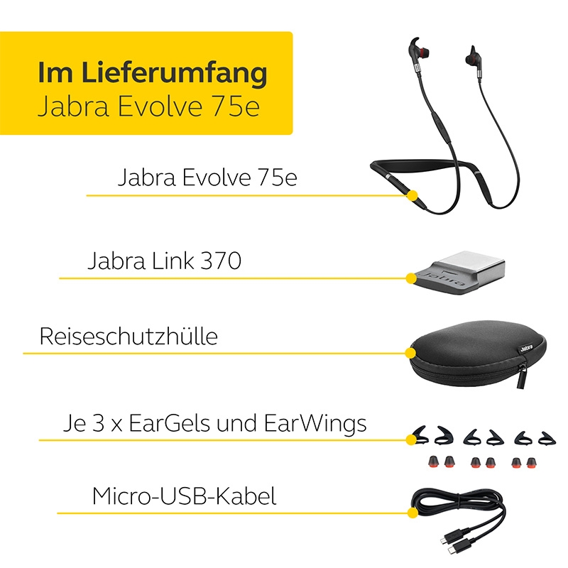 Jabra Evolve 75e Bluetooth Headset black