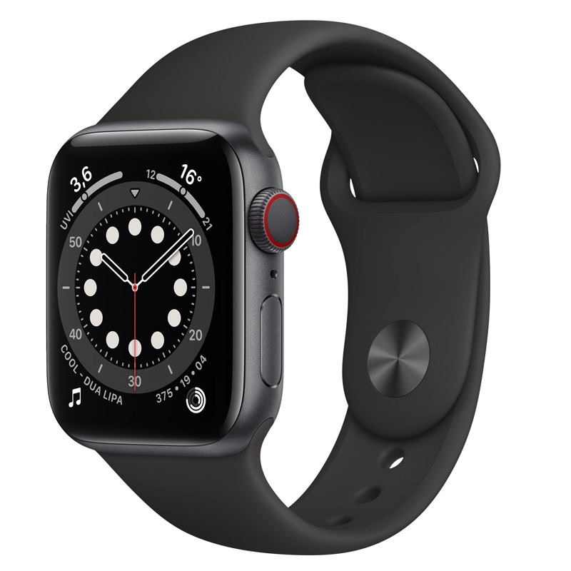Apple Watch Series 6 GPS + LTE  40mm Aluminium Sportarmband schwarz