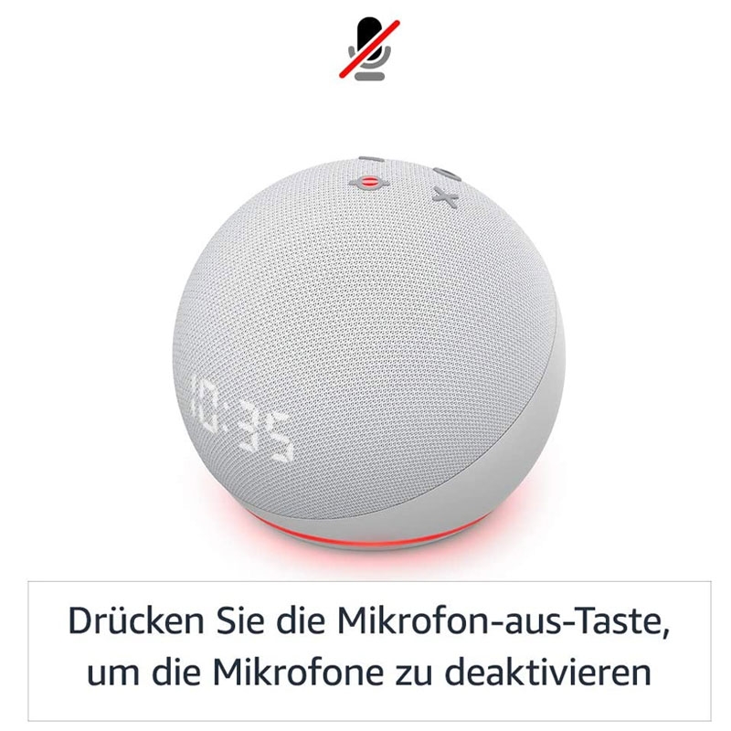 Amazon Echo Dot (4. Generation) Smarter Lautsprecher mit Alexa weiß mit Uhr