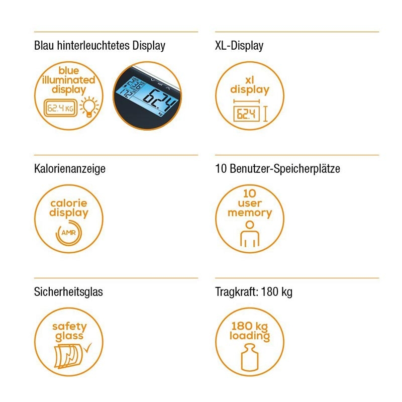 Beurer BF 185 Diagnosewaage mit extra großer LCD-Anzeige