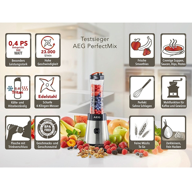 AEG PerfectMix SB4PS Mini Mixer mit 0,4 PS-Power-Motor