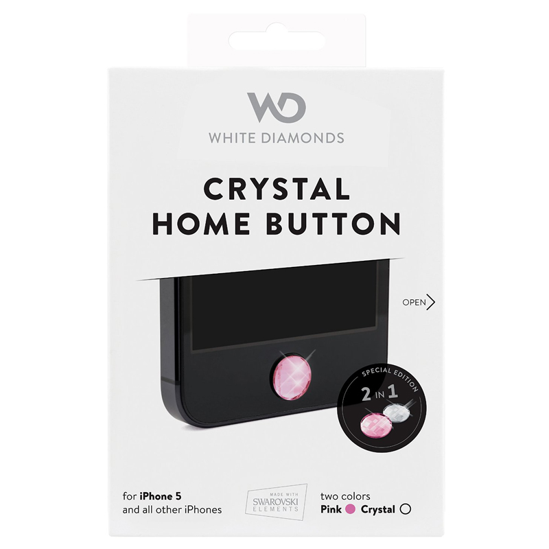 White Diamonds 2in1-Homebutton für Apple iPhone 5, Pink/Crystal